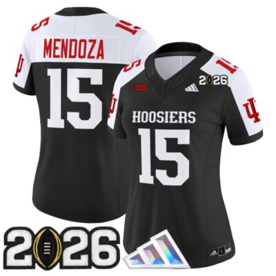 Women's Indiana Hoosiers 2026 CFP Final Patch Vapor Limited Jersey V4 - Black Alternate / Fernando Mendoza