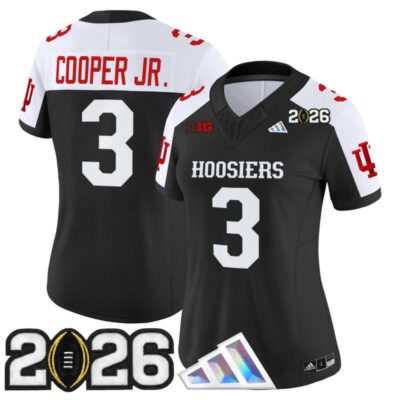 Women's Indiana Hoosiers 2026 CFP Final Patch Vapor Limited Jersey V4 - Black Alternate / Omar Cooper Jr.