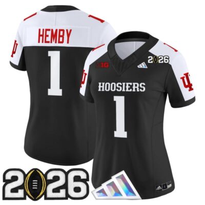 Women's Indiana Hoosiers 2026 CFP Final Patch Vapor Limited Jersey V4 - Black Alternate / Roman Hemby