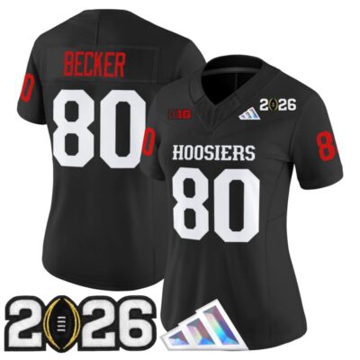 Women's Indiana Hoosiers 2026 CFP Final Patch Vapor Limited Jersey V4 - Black / Charlie Becker