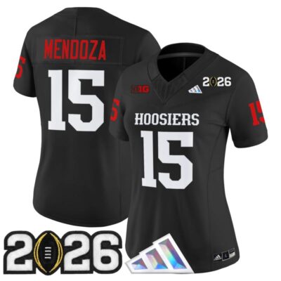 Women's Indiana Hoosiers 2026 CFP Final Patch Vapor Limited Jersey V4 - Black / Fernando Mendoza