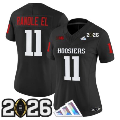 Women's Indiana Hoosiers 2026 CFP Final Patch Vapor Limited Jersey V4 - Black / Randle El