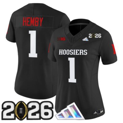 Women's Indiana Hoosiers 2026 CFP Final Patch Vapor Limited Jersey V4 - Black / Roman Hemby