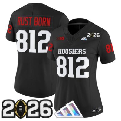Women's Indiana Hoosiers 2026 CFP Final Patch Vapor Limited Jersey V4 - Black / Rust Born 812