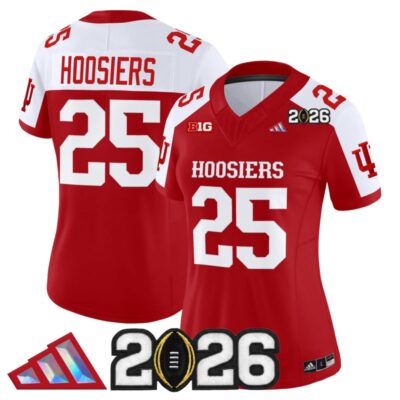 Women's Indiana Hoosiers 2026 CFP Final Patch Vapor Limited Jersey V4 - Crimson Alternate / #25 Hoosiers