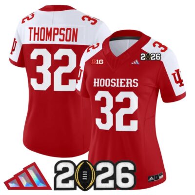 Women's Indiana Hoosiers 2026 CFP Final Patch Vapor Limited Jersey V4 - Crimson Alternate / Anthony Thompson