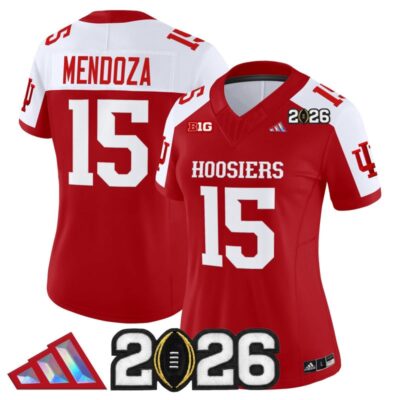 Women's Indiana Hoosiers 2026 CFP Final Patch Vapor Limited Jersey V4 - Crimson Alternate / Fernando Mendoza