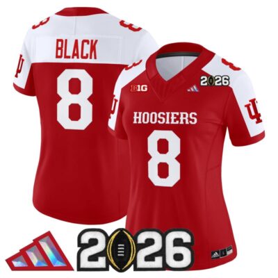 Women's Indiana Hoosiers 2026 CFP Final Patch Vapor Limited Jersey V4 - Crimson Alternate / Kaelon Black