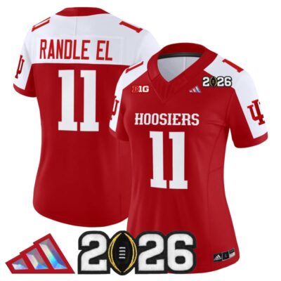 Women's Indiana Hoosiers 2026 CFP Final Patch Vapor Limited Jersey V4 - Crimson Alternate / Randle El
