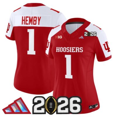 Women's Indiana Hoosiers 2026 CFP Final Patch Vapor Limited Jersey V4 - Crimson Alternate / Roman Hemby