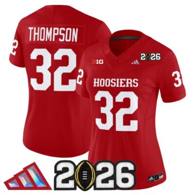Women's Indiana Hoosiers 2026 CFP Final Patch Vapor Limited Jersey V4 - Crimson / Anthony Thompson