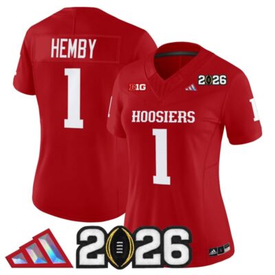Women's Indiana Hoosiers 2026 CFP Final Patch Vapor Limited Jersey V4 - Crimson / Roman Hemby
