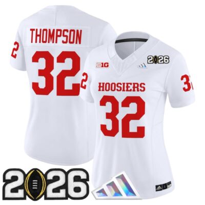 Women's Indiana Hoosiers 2026 CFP Final Patch Vapor Limited Jersey V4 - White / Anthony Thompson