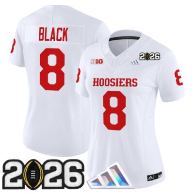 Women's Indiana Hoosiers 2026 CFP Final Patch Vapor Limited Jersey V4 - White / Kaelon Black