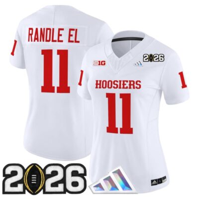 Women's Indiana Hoosiers 2026 CFP Final Patch Vapor Limited Jersey V4 - White / Randle El