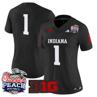 Women's Indiana Hoosiers 2026 Peach Bowl Vapor Limited Stitched Jersey - Black / #1 Team