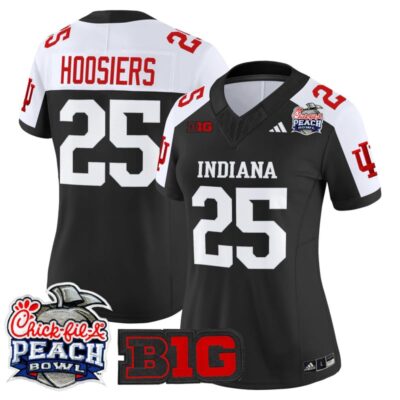 Women's Indiana Hoosiers 2026 Peach Bowl Vapor Limited Stitched Jersey - Black Alternate / #25 Hoosiers