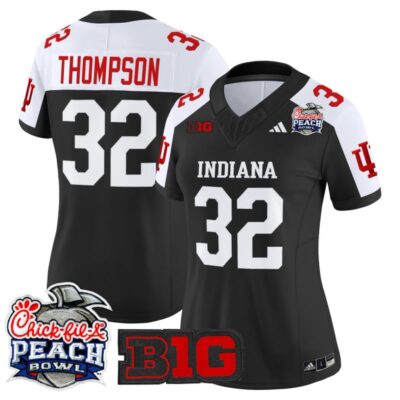 Women's Indiana Hoosiers 2026 Peach Bowl Vapor Limited Stitched Jersey - Black Alternate / Anthony Thompson