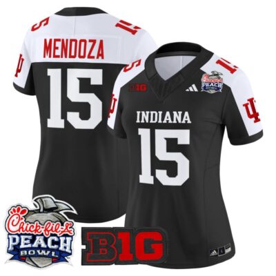 Women's Indiana Hoosiers 2026 Peach Bowl Vapor Limited Stitched Jersey - Black Alternate / Fernando Mendoza