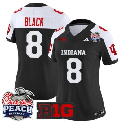 Women's Indiana Hoosiers 2026 Peach Bowl Vapor Limited Stitched Jersey - Black Alternate / Kaelon Black