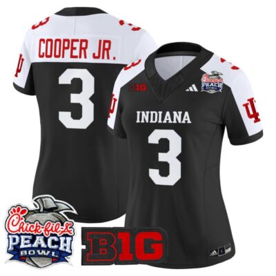 Women's Indiana Hoosiers 2026 Peach Bowl Vapor Limited Stitched Jersey - Black Alternate / Omar Cooper Jr.