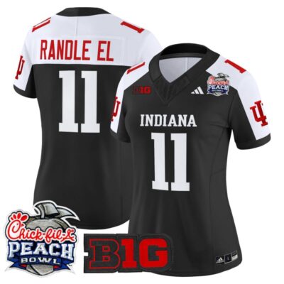 Women's Indiana Hoosiers 2026 Peach Bowl Vapor Limited Stitched Jersey - Black Alternate / Randle El