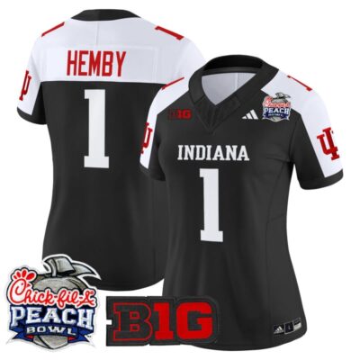 Women's Indiana Hoosiers 2026 Peach Bowl Vapor Limited Stitched Jersey - Black Alternate / Roman Hemby