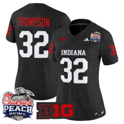 Women's Indiana Hoosiers 2026 Peach Bowl Vapor Limited Stitched Jersey - Black / Anthony Thompson