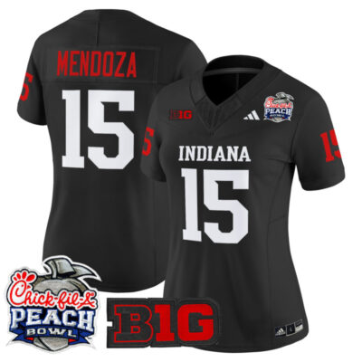Women's Indiana Hoosiers 2026 Peach Bowl Vapor Limited Stitched Jersey - Black / Fernando Mendoza