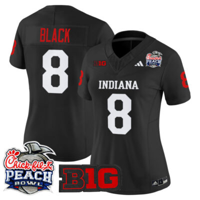 Women's Indiana Hoosiers 2026 Peach Bowl Vapor Limited Stitched Jersey - Black / Kaelon Black