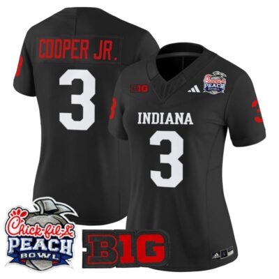 Women's Indiana Hoosiers 2026 Peach Bowl Vapor Limited Stitched Jersey - Black / Omar Cooper Jr.