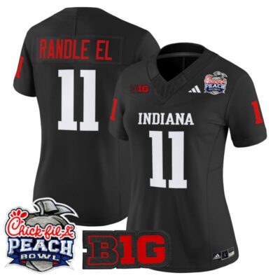 Women's Indiana Hoosiers 2026 Peach Bowl Vapor Limited Stitched Jersey - Black / Randle El