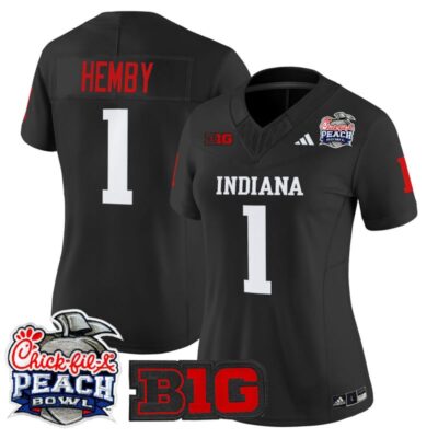 Women's Indiana Hoosiers 2026 Peach Bowl Vapor Limited Stitched Jersey - Black / Roman Hemby