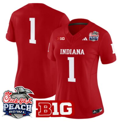 Women's Indiana Hoosiers 2026 Peach Bowl Vapor Limited Stitched Jersey - Crimson / #1 Team