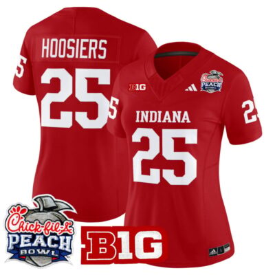 Women's Indiana Hoosiers 2026 Peach Bowl Vapor Limited Stitched Jersey - Crimson / #25 Hoosiers