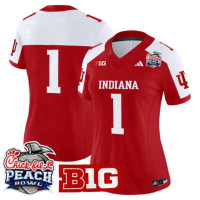 Women's Indiana Hoosiers 2026 Peach Bowl Vapor Limited Stitched Jersey - Crimson Alternate / #1 Team