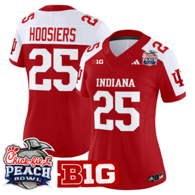 Women's Indiana Hoosiers 2026 Peach Bowl Vapor Limited Stitched Jersey - Crimson Alternate / #25 Hoosiers