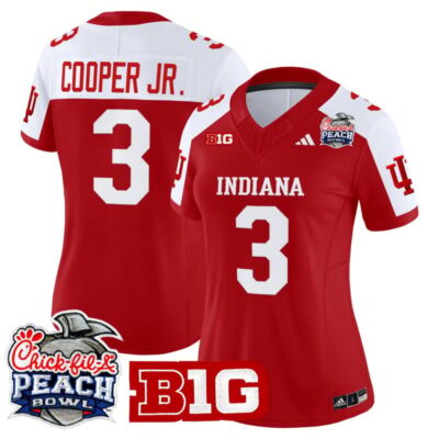 Women's Indiana Hoosiers 2026 Peach Bowl Vapor Limited Stitched Jersey - Crimson Alternate / Omar Cooper Jr.