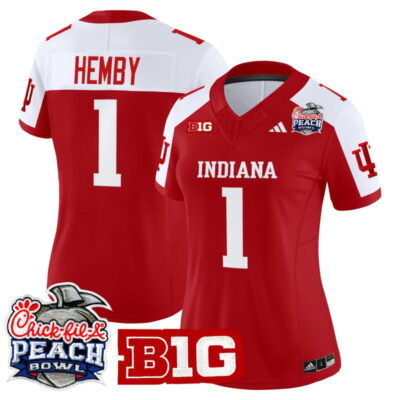 Women's Indiana Hoosiers 2026 Peach Bowl Vapor Limited Stitched Jersey - Crimson Alternate / Roman Hemby