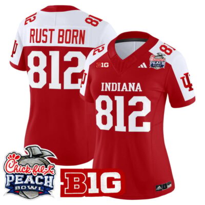 Women's Indiana Hoosiers 2026 Peach Bowl Vapor Limited Stitched Jersey - Crimson Alternate / Rust Born 812