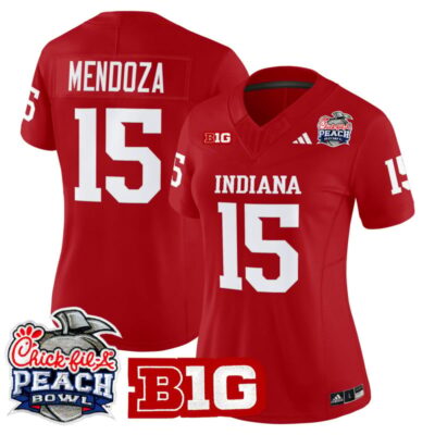 Women's Indiana Hoosiers 2026 Peach Bowl Vapor Limited Stitched Jersey - Crimson / Fernando Mendoza