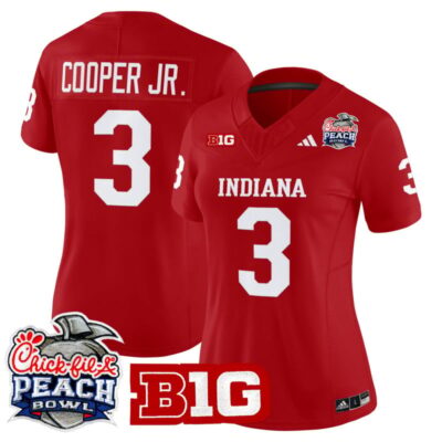 Women's Indiana Hoosiers 2026 Peach Bowl Vapor Limited Stitched Jersey - Crimson / Omar Cooper Jr.