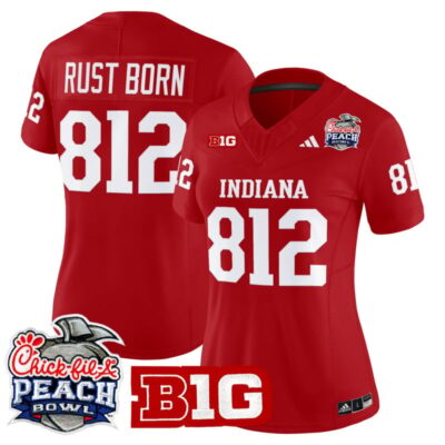 Women's Indiana Hoosiers 2026 Peach Bowl Vapor Limited Stitched Jersey - Crimson / Rust Born 812