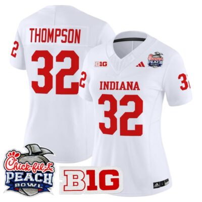 Women's Indiana Hoosiers 2026 Peach Bowl Vapor Limited Stitched Jersey - White / Anthony Thompson
