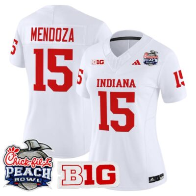 Women's Indiana Hoosiers 2026 Peach Bowl Vapor Limited Stitched Jersey - White / Fernando Mendoza