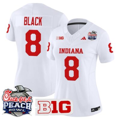 Women's Indiana Hoosiers 2026 Peach Bowl Vapor Limited Stitched Jersey - White / Kaelon Black