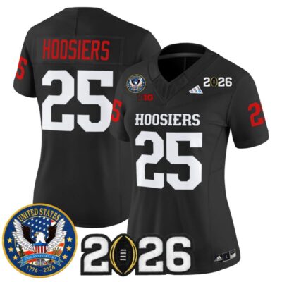 Women's Indiana Hoosiers "United States 250th Anniversary Patch" Vapor Limited Jersey - Black / #25 Hoosiers