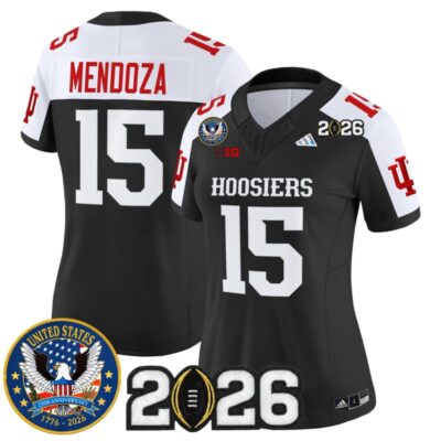 Women's Indiana Hoosiers "United States 250th Anniversary Patch" Vapor Limited Jersey - Black Alternate / Fernando Mendoza