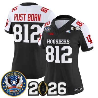 Women's Indiana Hoosiers "United States 250th Anniversary Patch" Vapor Limited Jersey - Black Alternate / Rust Born 812