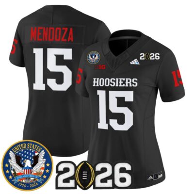Women's Indiana Hoosiers "United States 250th Anniversary Patch" Vapor Limited Jersey - Black / Fernando Mendoza